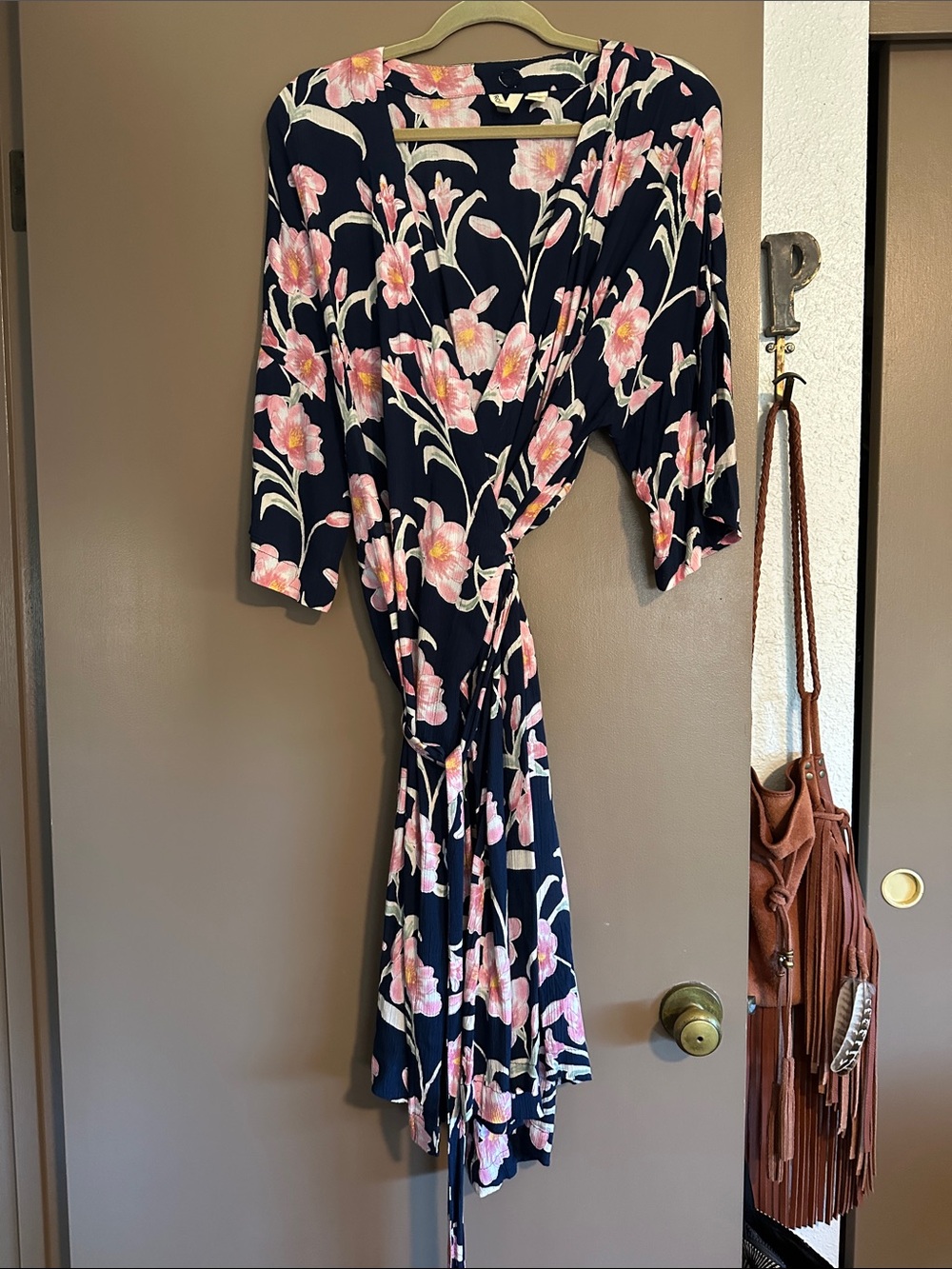 Roxy Navy Dress with Pink Floral Print